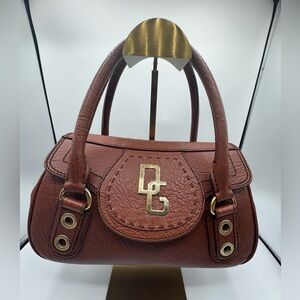 Authentic Vintage All leather Dolce & Gabbana Flap Hand  Bag Brown W Dust Bag